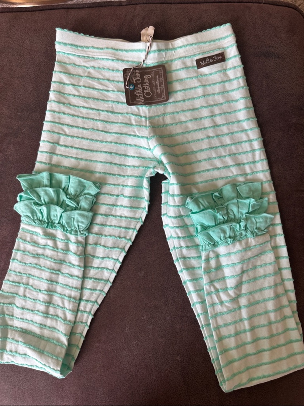 Matilda Jane Mint & White Striped Knit Top with Ruffle Detail